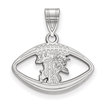 Sterling Silver Rhodium Plated Logoart University Of Kentucky U K Wildcat Football Pendant