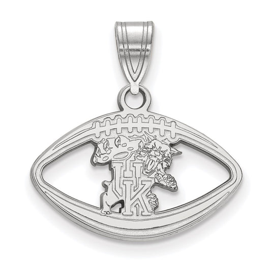 Sterling Silver Rhodium Plated Logoart University Of Kentucky U K Wildcat Football Pendant