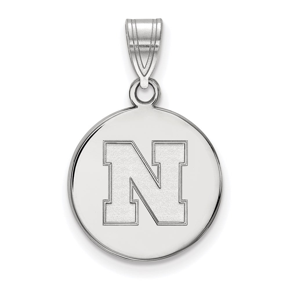 10K White Gold Logoart University Of Nebraska Letter N Medium Disc Pendant