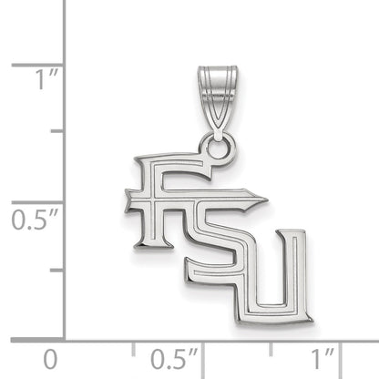 Sterling Silver Rhodium Plated Logoart Florida State University F S U Medium Pendant