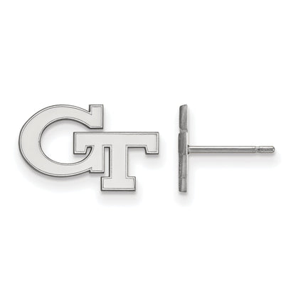 Sterling Silver Rhodium Plated Logoart Georgia Institute Of Technology G T Extra Small Post Earrings