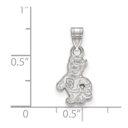 14K White Gold Logoart North Carolina State University Wolf Small Pendant