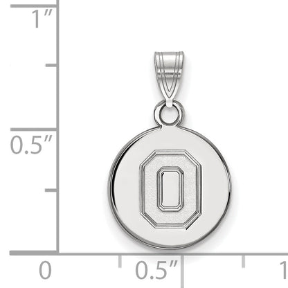 Sterling Silver Rhodium Plated Logoart The Ohio State University Letter O Small Disc Pendant