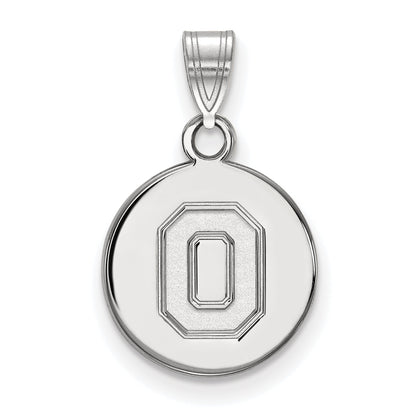 Sterling Silver Rhodium Plated Logoart The Ohio State University Letter O Small Disc Pendant