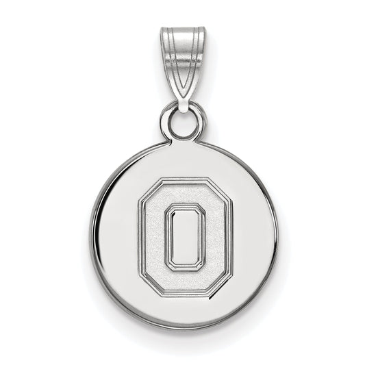 Sterling Silver Rhodium Plated Logoart The Ohio State University Letter O Small Disc Pendant