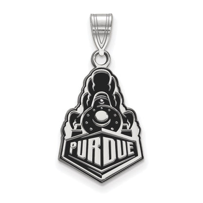 Sterling Silver Rhodium Plated Logoart Purdue University Boilermakers Train Logo Large Enameled Pendant
