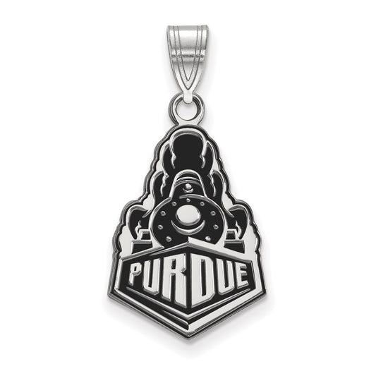 Sterling Silver Rhodium Plated Logoart Purdue University Boilermakers Train Logo Large Enameled Pendant