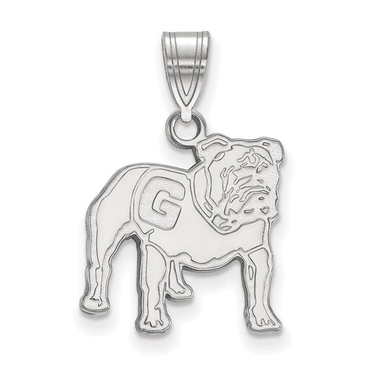 Sterling Silver Rhodium Plated Logoart University Of Georgia Bulldog Medium Pendant