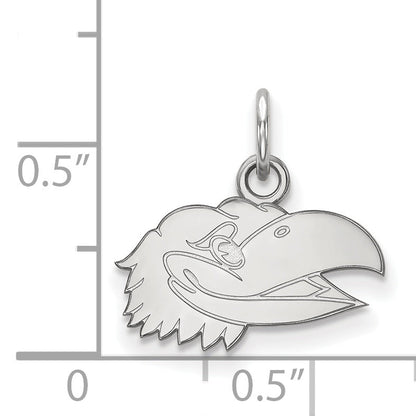 Sterling Silver Rhodium Plated Logoart University Of Kansas Jayhawk Extra Small Pendant