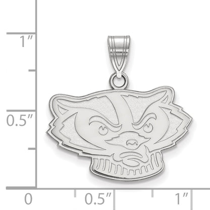 14K White Gold Logoart University Of Wisconsin Badger Medium Pendant