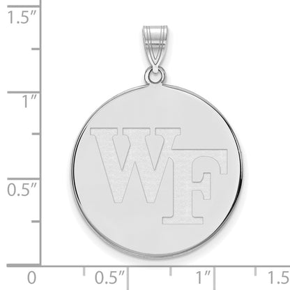 Sterling Silver Rhodium Plated Logoart Wake Forest University W F Extra Large Disc Pendant