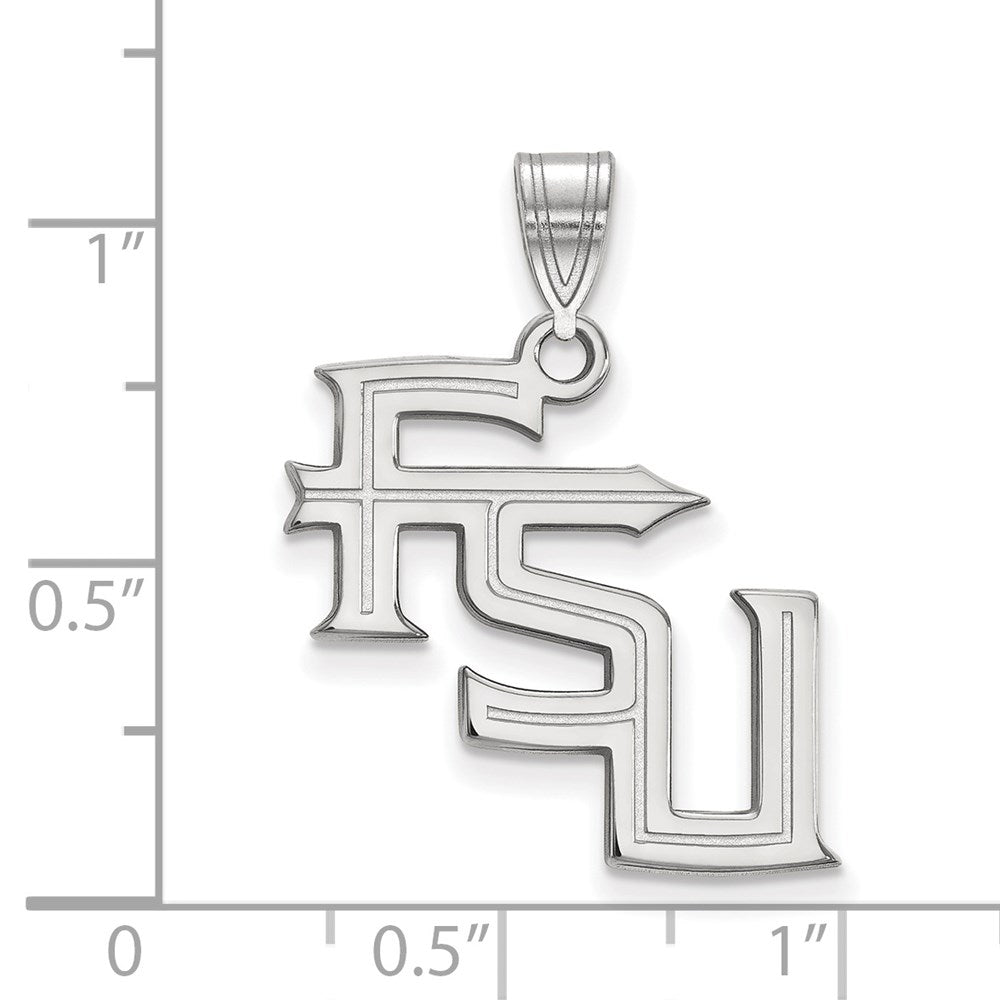 14K White Gold Logoart Florida State University F S U Large Pendant