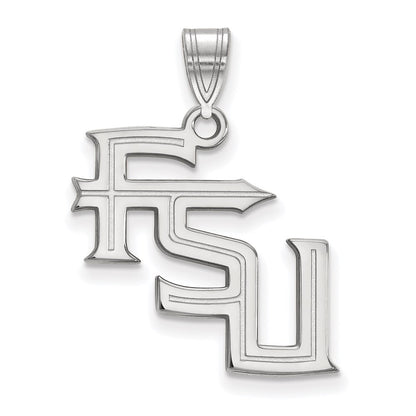 Sterling Silver Rhodium Plated Logoart Florida State University F S U Large Pendant