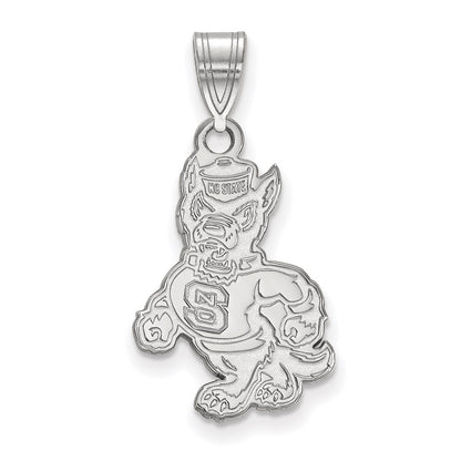 14K White Gold Logoart North Carolina State University Wolf Large Pendant