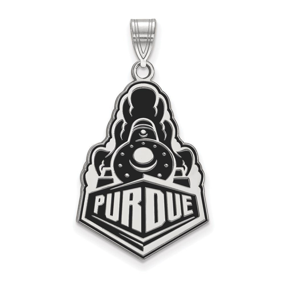 Sterling Silver Rhodium Plated Logoart Purdue University Boilermakers Train Logo Extra Large Enameled Pendant