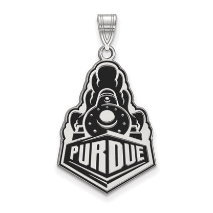 Sterling Silver Rhodium Plated Logoart Purdue University Boilermakers Train Logo Extra Large Enameled Pendant