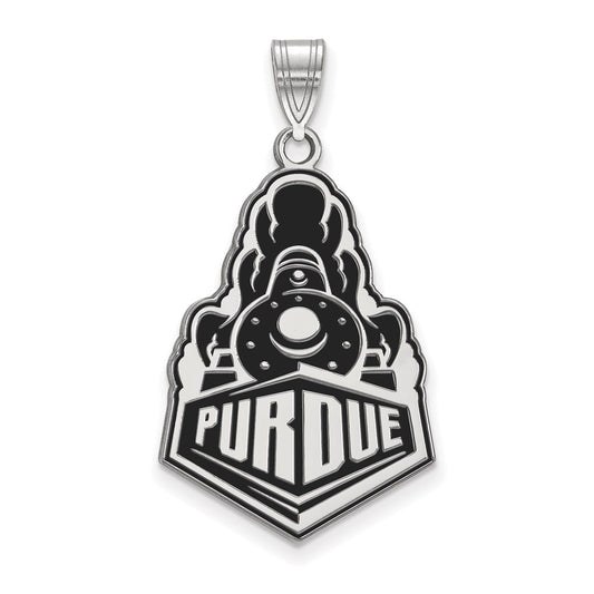 Sterling Silver Rhodium Plated Logoart Purdue University Boilermakers Train Logo Extra Large Enameled Pendant