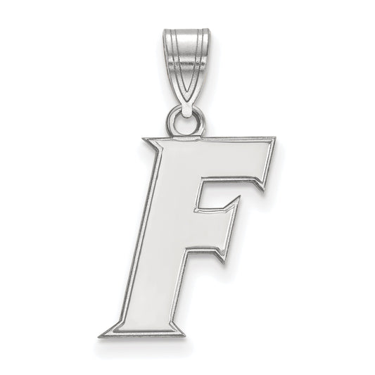 Sterling Silver Rhodium Plated Logoart University Of Florida Letter F Medium Pendant