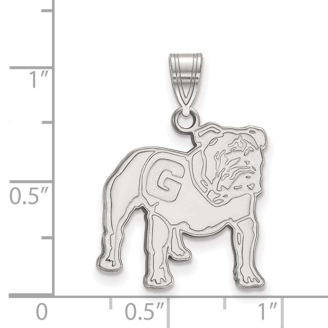 Sterling Silver Rhodium Plated Logoart University Of Georgia Bulldog Large Pendant
