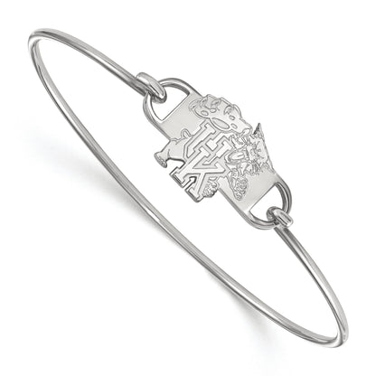Sterling Silver Rhodium Plated Logoart University Of Kentucky U K Wildcat Small Center 7 Inch Wire Bangle