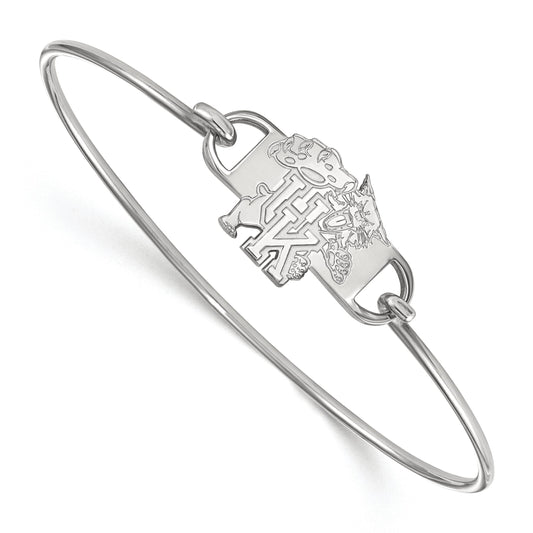 Sterling Silver Rhodium Plated Logoart University Of Kentucky U K Wildcat Small Center 7 Inch Wire Bangle