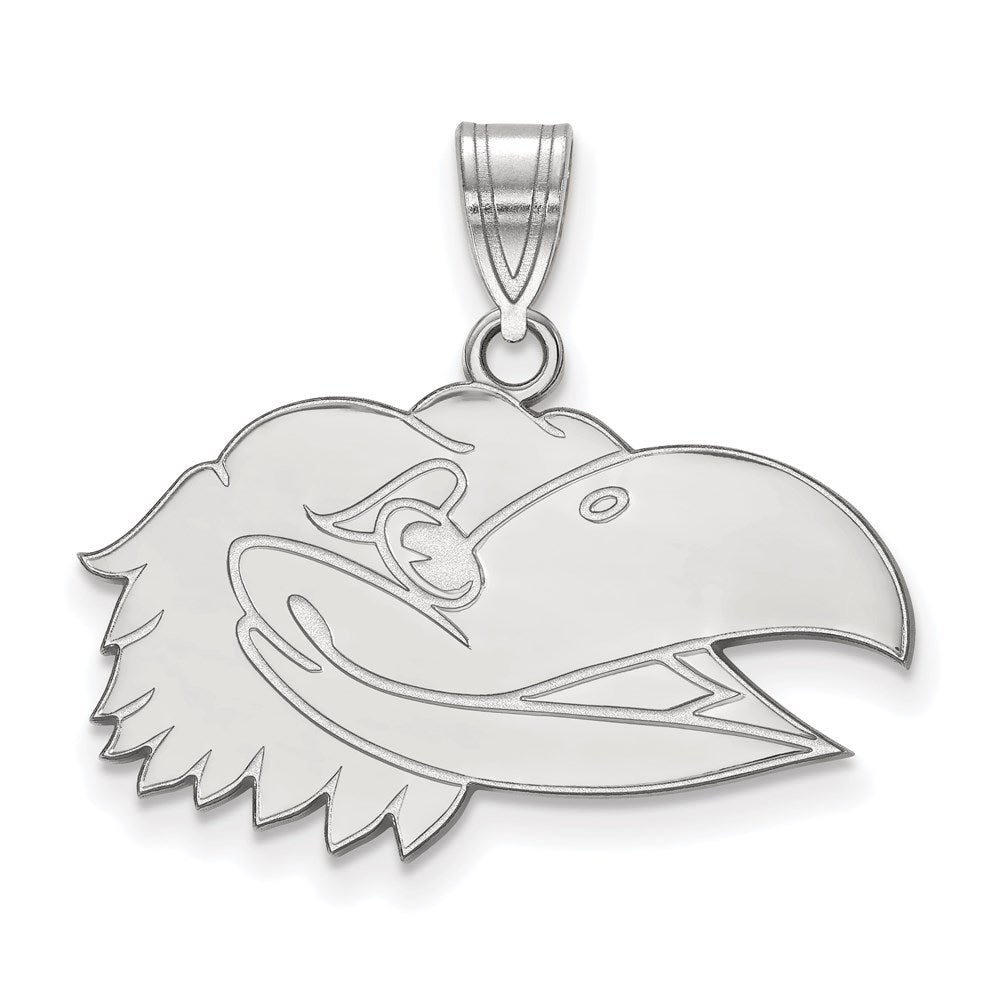 14K White Gold Logoart University Of Kansas Jayhawk Medium Pendant
