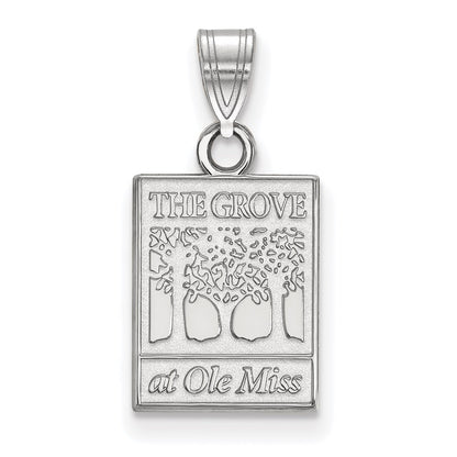 Sterling Silver Rhodium Plated Logoart University Of Mississippi The Grove At Ole Miss Small Pendant