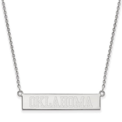 Sterling Silver Rhodium Plated Logoart University Of Oklahoma Small Bar 18 Inch Necklace