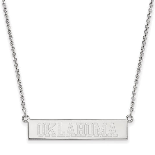 Sterling Silver Rhodium Plated Logoart University Of Oklahoma Small Bar 18 Inch Necklace