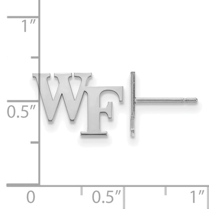 Sterling Silver Rhodium Plated Logoart Wake Forest University W F Extra Small Post Earrings