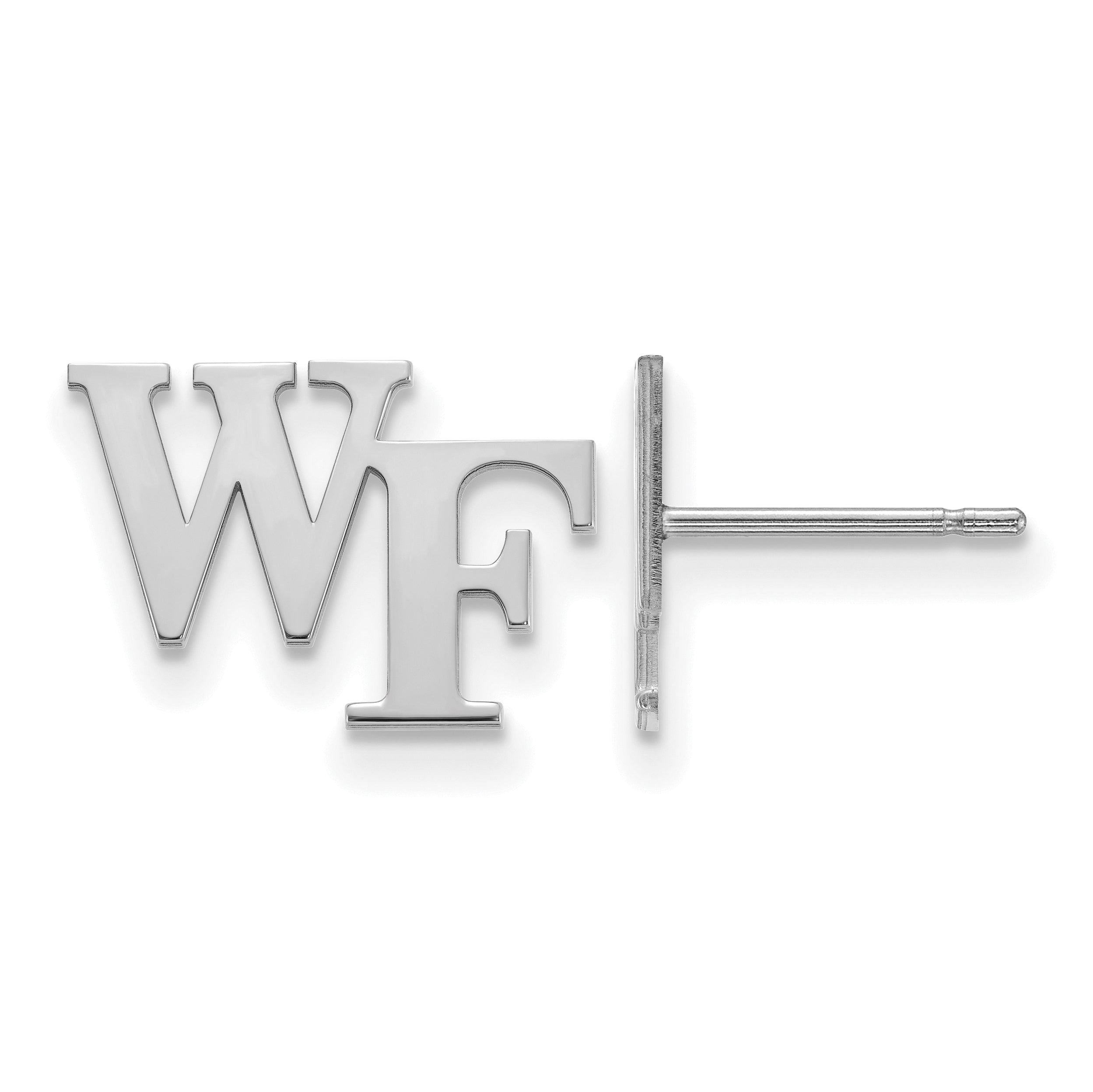 Sterling Silver Rhodium Plated Logoart Wake Forest University W F Extra Small Post Earrings