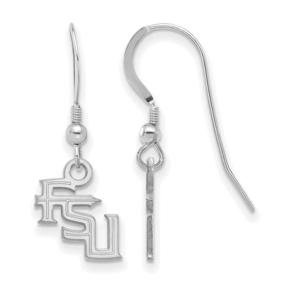 Sterling Silver Rhodium Plated Logoart Florida State University F S U Extra Small Dangle Wire Earrings