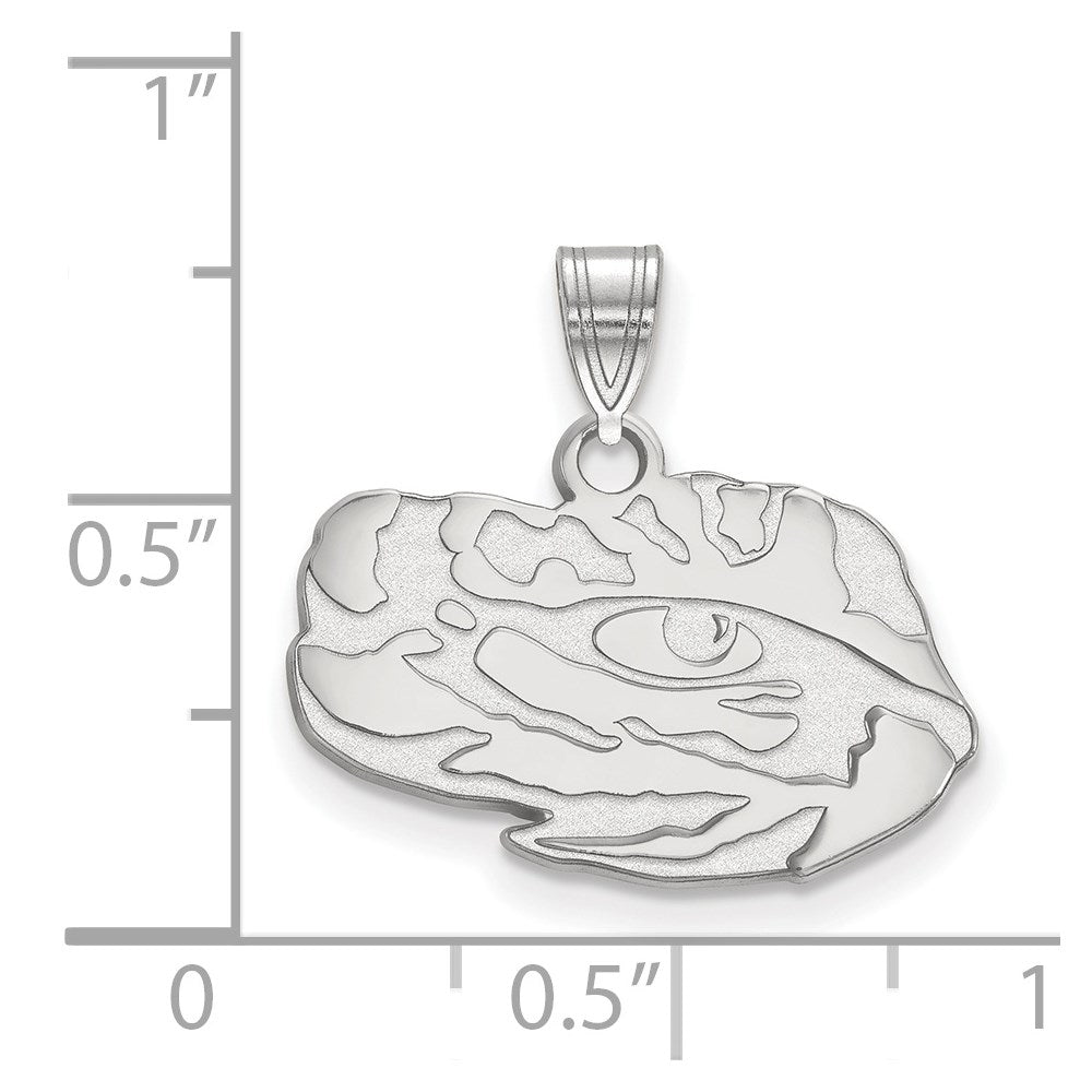 Sterling Silver Rhodium Plated Logoart Louisiana State University Tiger Eye Small Pendant