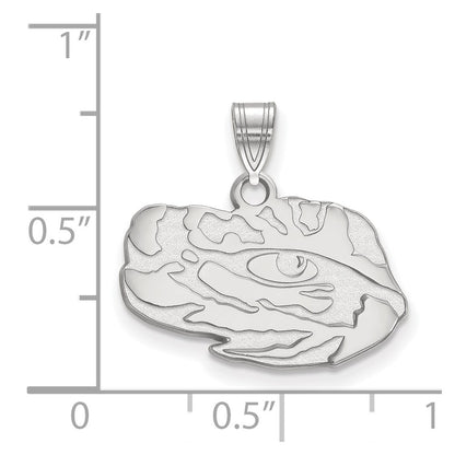 Sterling Silver Rhodium Plated Logoart Louisiana State University Tiger Eye Small Pendant