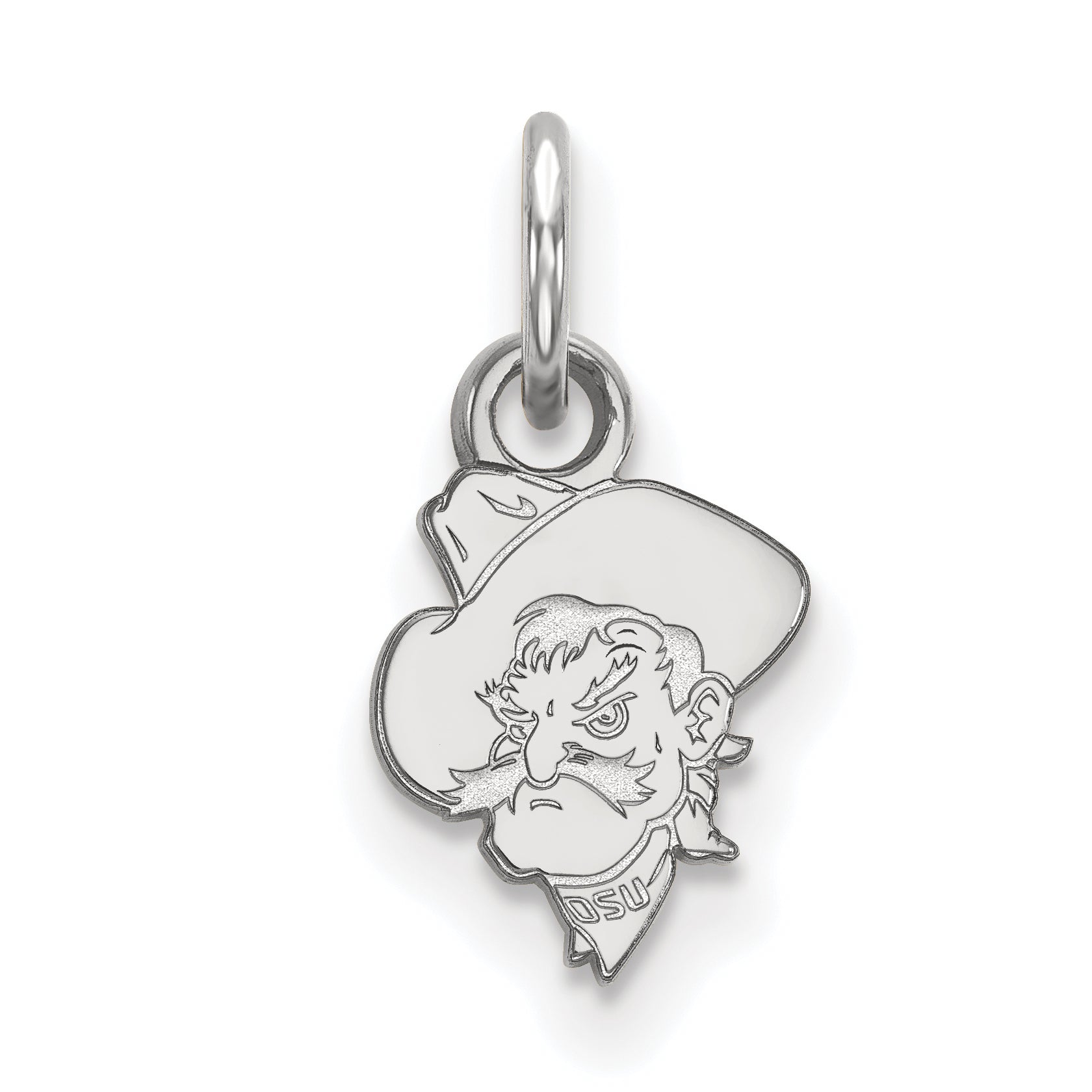 Sterling Silver Rhodium Plated Logoart Oklahoma State University Cowboy Extra Small Pendant