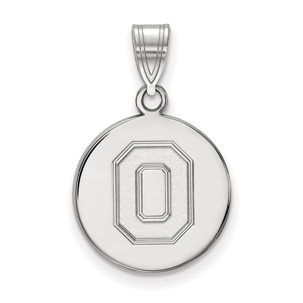 Sterling Silver Rhodium Plated Logoart The Ohio State University Letter O Medium Disc Pendant
