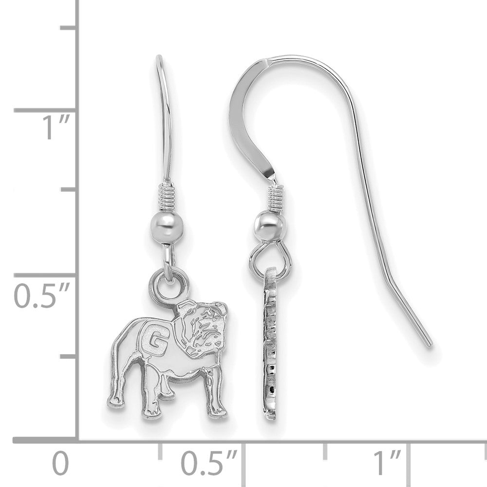 Sterling Silver Rhodium Plated Logoart University Of Georgia Bulldog Extra Small Dangle Wire Earrings