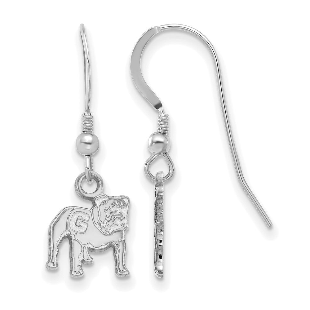 Sterling Silver Rhodium Plated Logoart University Of Georgia Bulldog Extra Small Dangle Wire Earrings