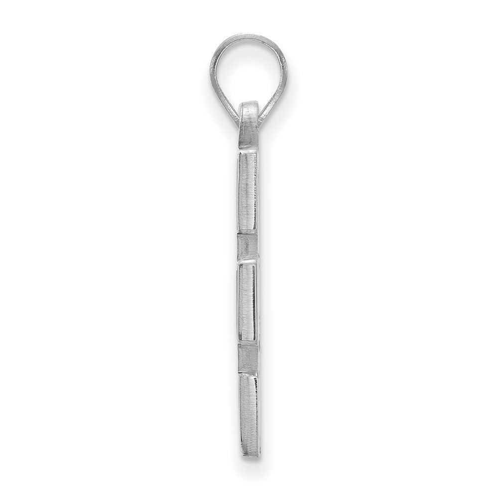 Sterling Silver Rhodium Plated Logoart University Of Michigan Letter M Large Blue Enameled Pendant