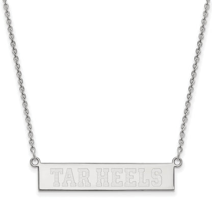 Sterling Silver Rhodium Plated Logoart University Of North Carolina Tar Heels Small Bar 18 Inch Necklace