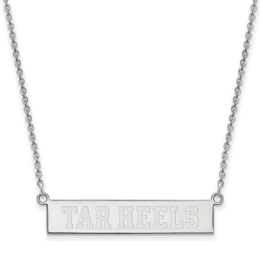 Sterling Silver Rhodium Plated Logoart University Of North Carolina Tar Heels Small Bar 18 Inch Necklace