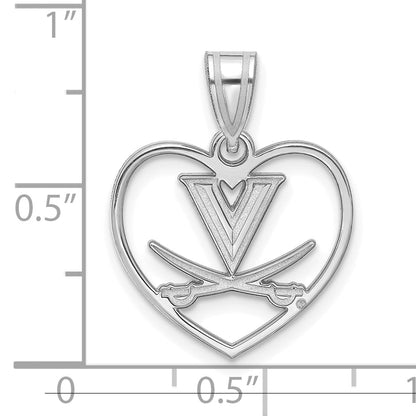 Sterling Silver Rhodium Plated Logoart University Of Virginia Heart Pendant