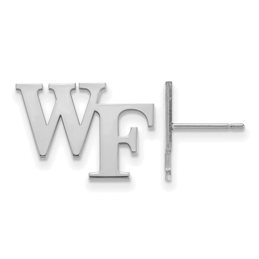 14K White Gold Logoart Wake Forest University W F Small Post Earrings