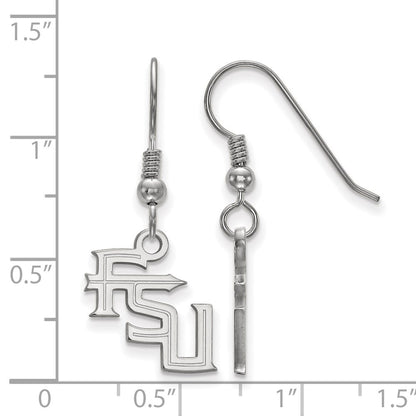 Sterling Silver Rhodium Plated Logoart Florida State University F S U Small Dangle Wire Earrings