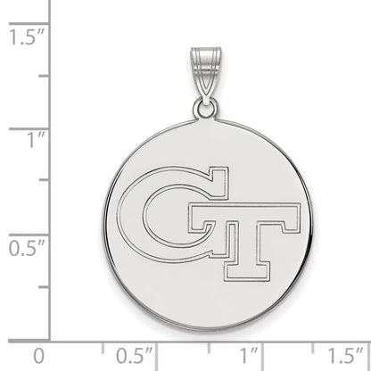 14K White Gold Logoart Georgia Institute Of Technology G T Extra Large Disc Pendant