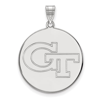 10K White Gold Logoart Georgia Institute Of Technology G T Extra Large Disc Pendant