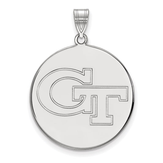 14K White Gold Logoart Georgia Institute Of Technology G T Extra Large Disc Pendant