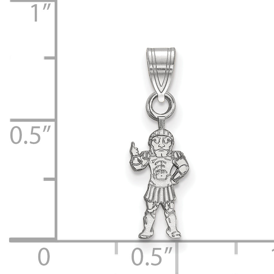 Sterling Silver Rhodium Plated Logoart Michigan State University Spartan Small Pendant