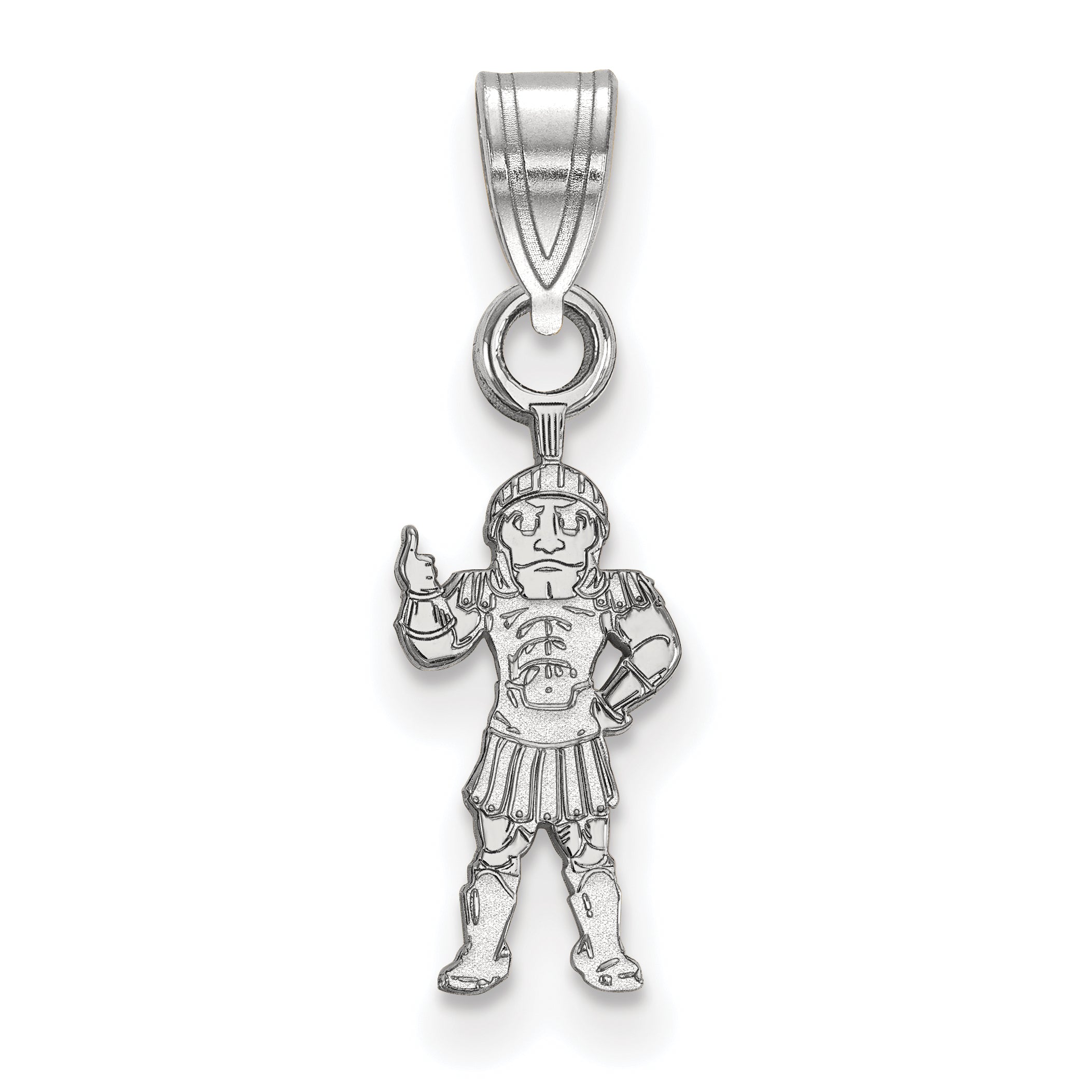 Sterling Silver Rhodium Plated Logoart Michigan State University Spartan Small Pendant