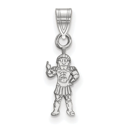 Sterling Silver Rhodium Plated Logoart Michigan State University Spartan Small Pendant